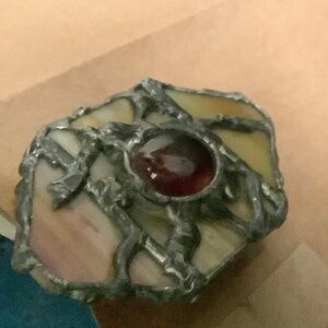 Uni- sex Vintage handmade stain glass belt buckle .4” width x 2.5” height